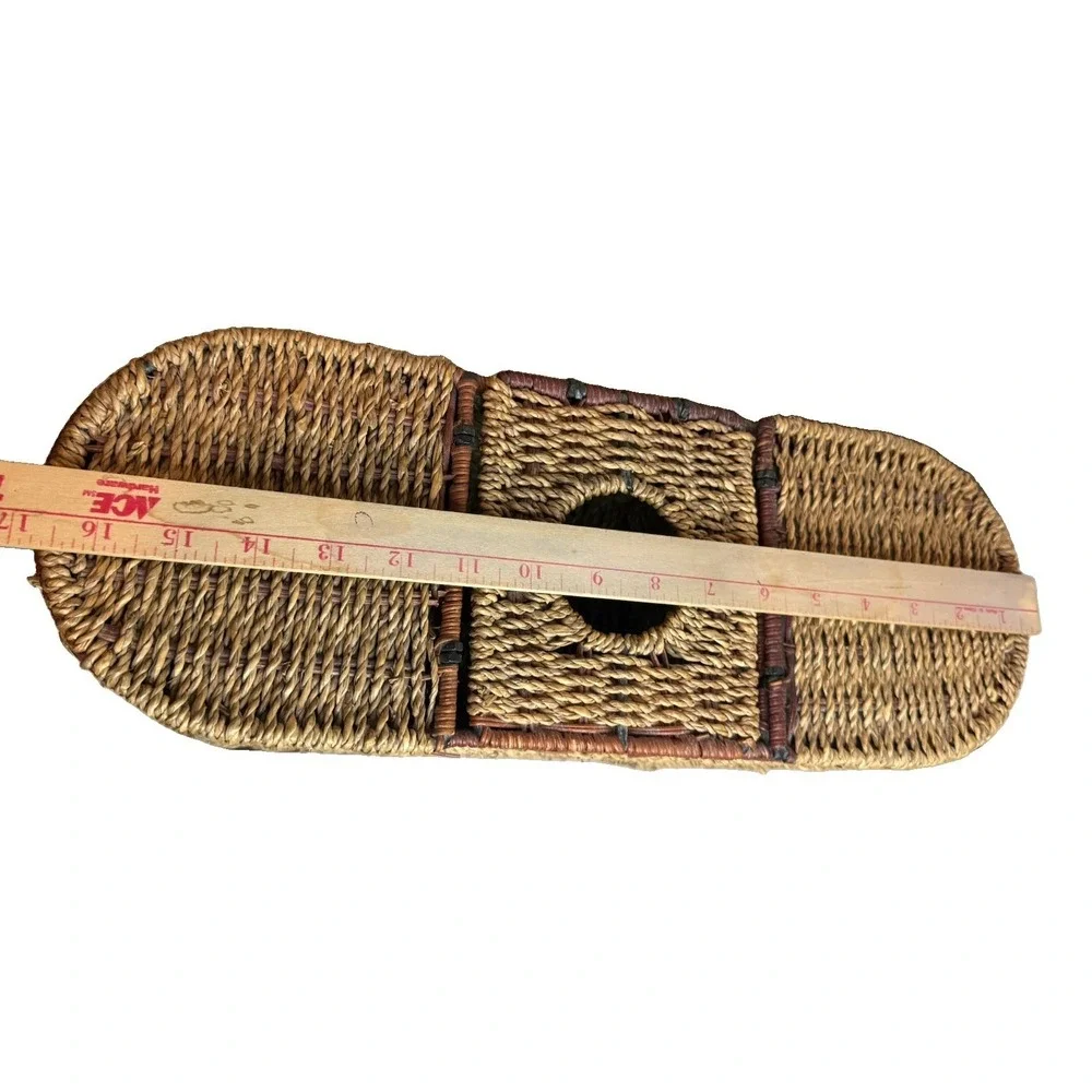 Vintage Wicker Rattan 3- Part Basket Tissue Holder Organizer Storage